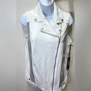 BNCI by Blanc Noir Lazer cut Biker White Vest NWT